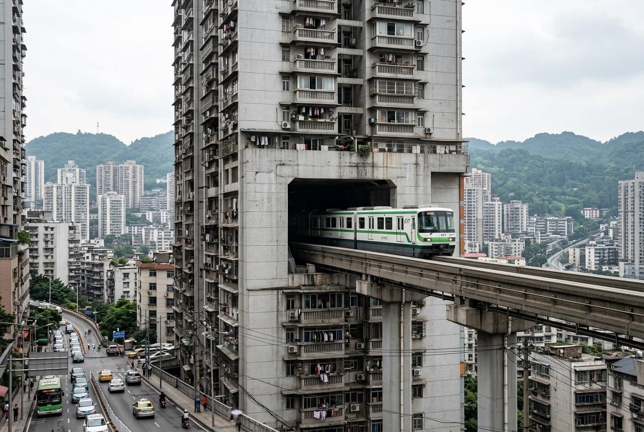Liziba Monorail Through Building, Chongqing, China — visitor guide